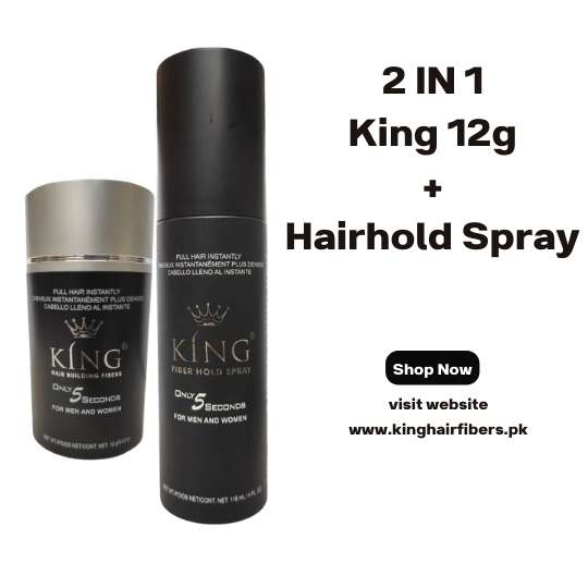 King Hair Building Fibers 2 IN 1 Deal 12g + Hair FiberHold Spray