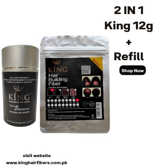 King Hair Building Fibers 2 IN 1 Deal 12g + Fiber Refill Bag 25g