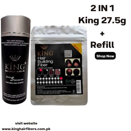 King Hair Building Fibers 2 IN 1 Deal 27.5g + Fiber Refill Bag 25g