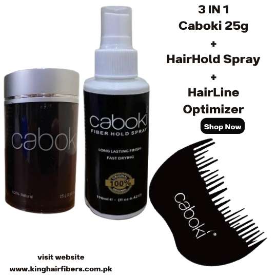 Caboki Hair Loss Concealer 3 IN 1 Deal 25g Fiber+ FiberHold Spray+ Hairline Optimizer