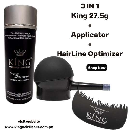 King Hair Building Fibers 3 IN 1 Deal 27.5g + Spray Applicator+ Hairline Optimizer