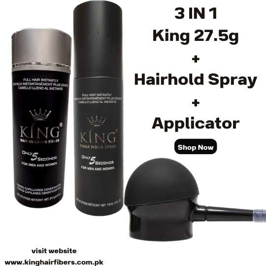 King Hair Building Fibers 3 IN 1 Deal 27.5g Fiber+ FiberHold Spray+ Spray Applicator