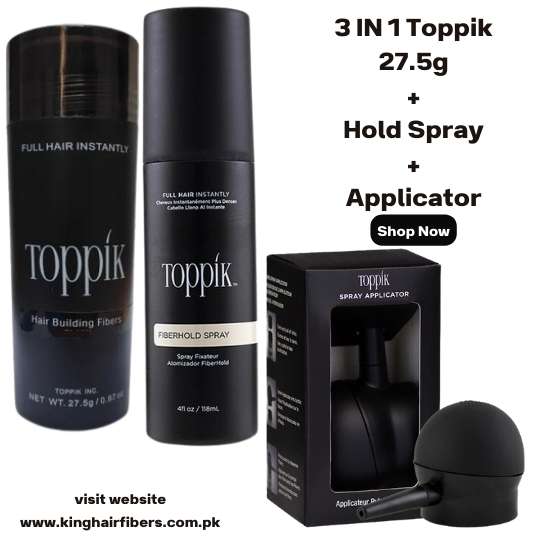 Toppik Hair Building Fibers 3 IN 1 Deal 27.5g + FiberHold Spray+ Spray Applicator