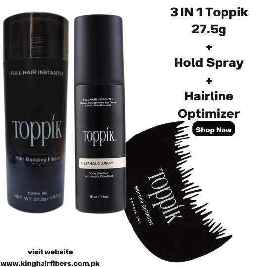 Toppik Hair Building Fibers 3 IN 1 Deal 27.5g + FiberHold Spray+ Hairline Optimizer