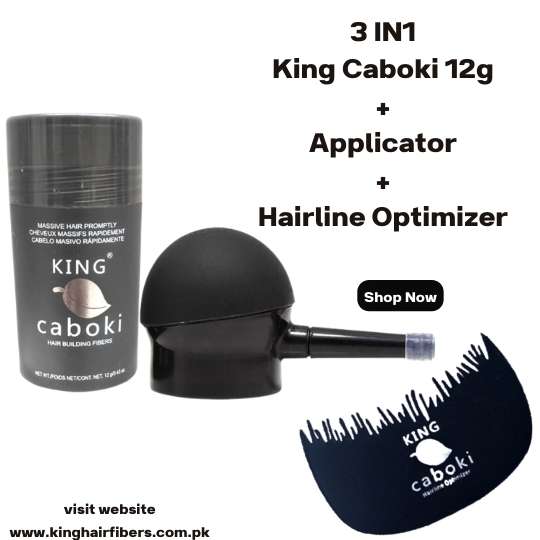 King Caboki Hair Fibers 3 IN 1 Deal 12g Fiber+Spray Applicator+Hairline Optimizer