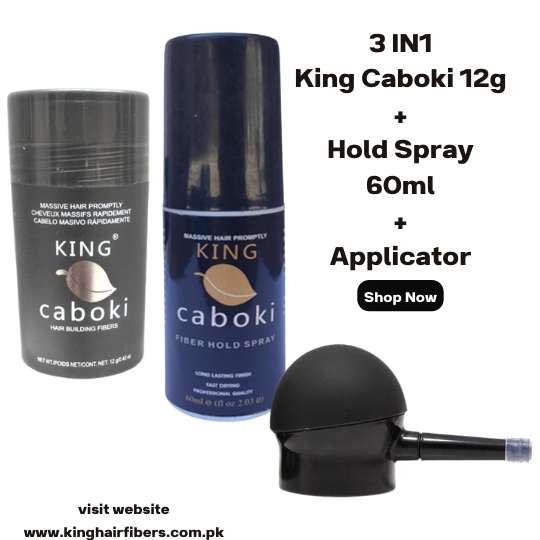 King Caboki 3 IN 1 Deal 12g Fiber + FiberHold Spray + Spray Applicator