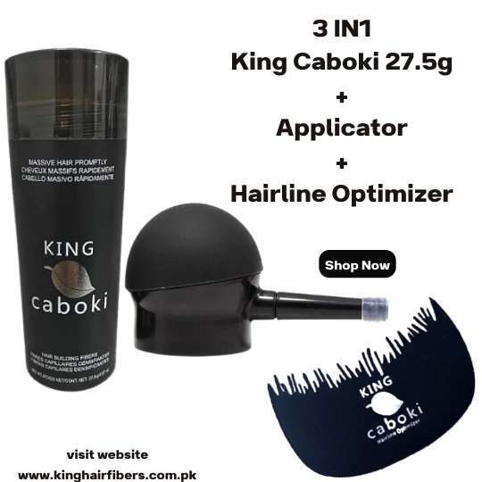 King Caboki Hair Fibers 3 IN 1 Deal 27.5g Fiber+Spray Applicator+Hairline Optimizer