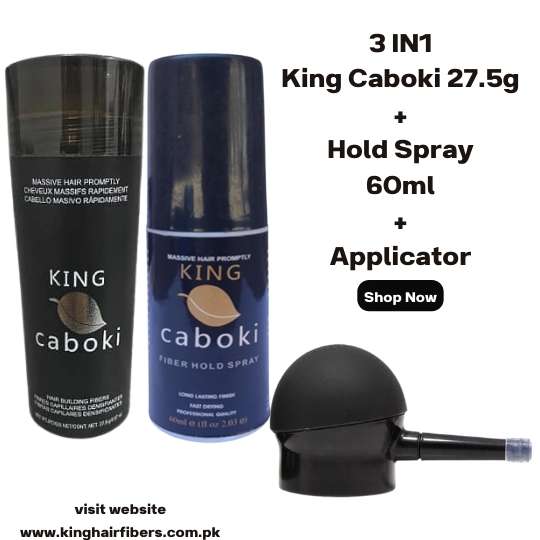 King Caboki 3 IN 1 Deal 27.5g Fiber + FiberHold Spray + Spray Applicator