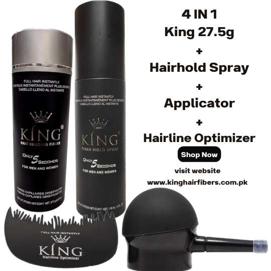 King Hair Building Fibers 3 IN 1 Deal 27.5g +FiberHold Spray+Fiber Refill 25g