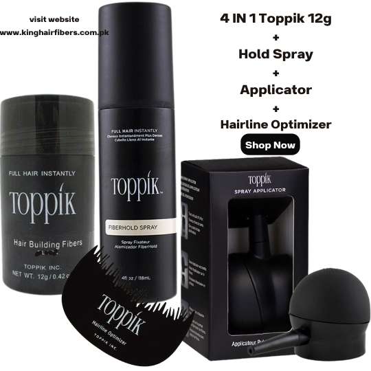 Toppik Hair Building Fibers 4 IN 1 Deal 12g +FiberHold Spray+Applicator+Hairline Optimizer