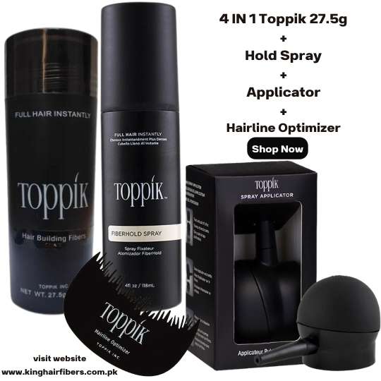 Toppik Hair Building Fibers 4 IN 1 Deal 27.5g +FiberHold Spray+Applicator+Hairline Optimizer