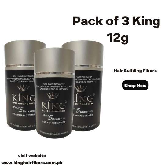 King Hair Building Fibers 12g Value Pack 3 (90 Day Supply)