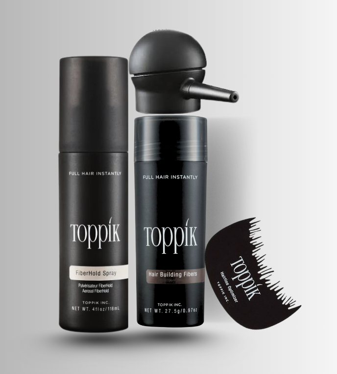 Toppik Hair Building Fibers 4 IN 1 Deal 27.5g +FiberHold Spray+Applicator+Hairline Optimizer